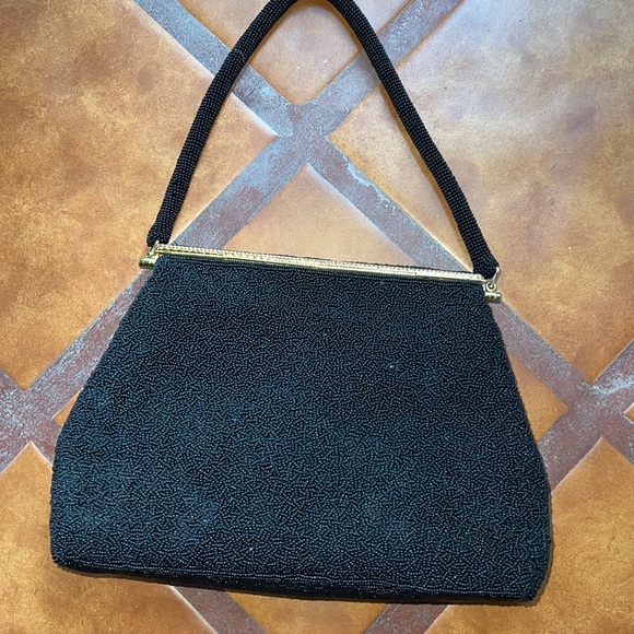 Vintage Beaded Handbag Gold Flap Hinge Stunning - Picture 7 of 9